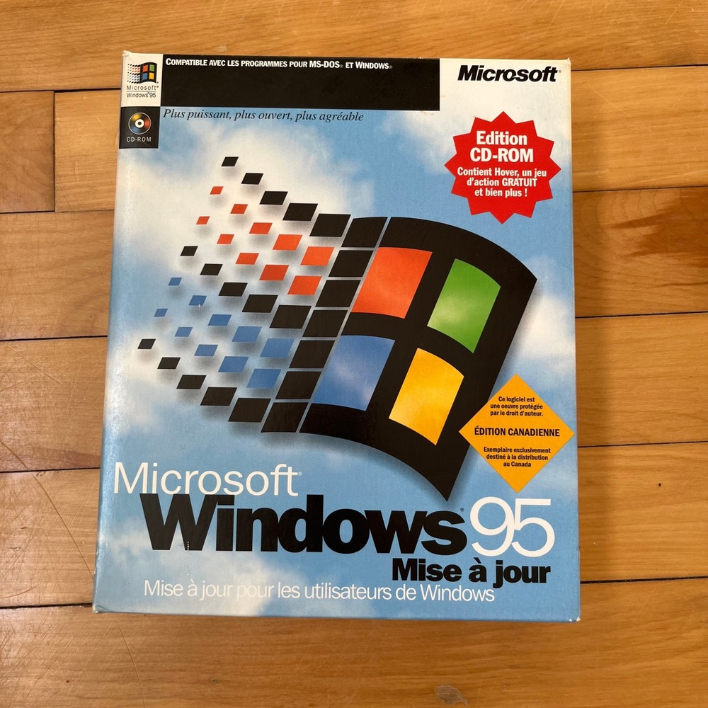 Microsoft Windows 95 Upgrade Canadian French Edition Big Box CD-ROM Vintage PC